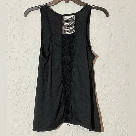 Social Misfits Indian Skull with Gold Tooth Fringe Split Back Tank Top Size Med - Picture 3 of 9